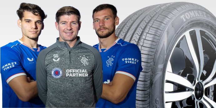 TOMKET partnership banner for Rangers F.C.